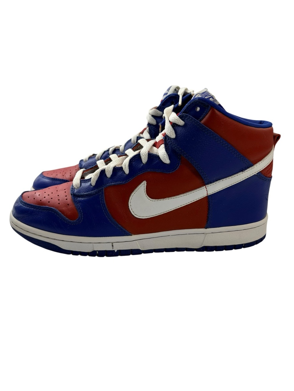 Nike Dunk High Red Blue White Leather High Top Sneakers Men’s Size 11 Vintage